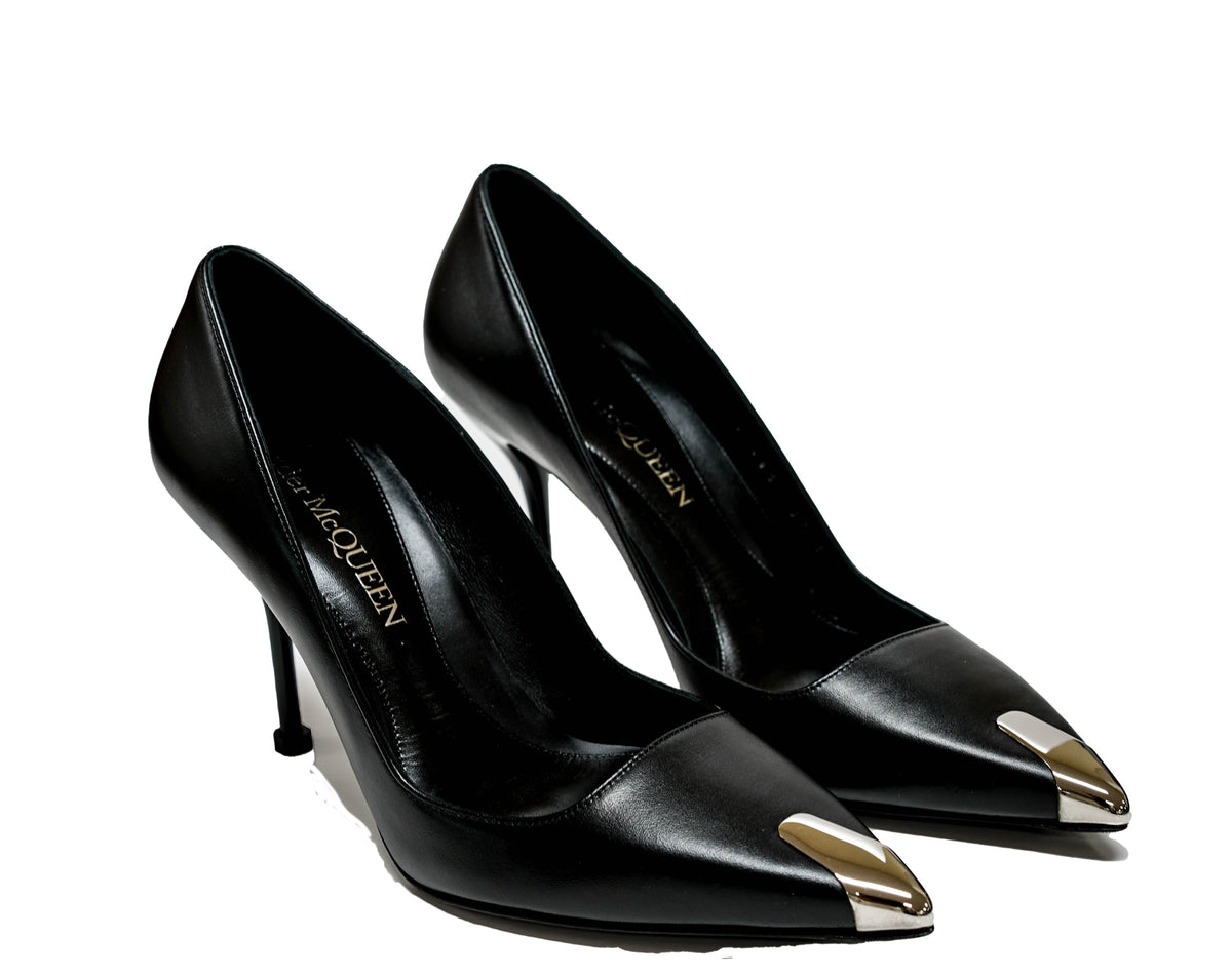 シューズ・サンダルその他 ALEXANDER MCQUEEN Woman High heel shoes Black 757496WIEA1 Alexander Mcqueen Black Leather Punk Ankle Strap Sandals