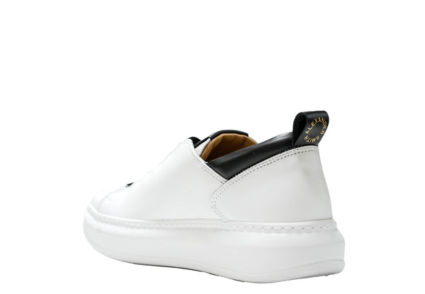 Alexander Smith Men's White & Black Leather Sneakers 80WBK