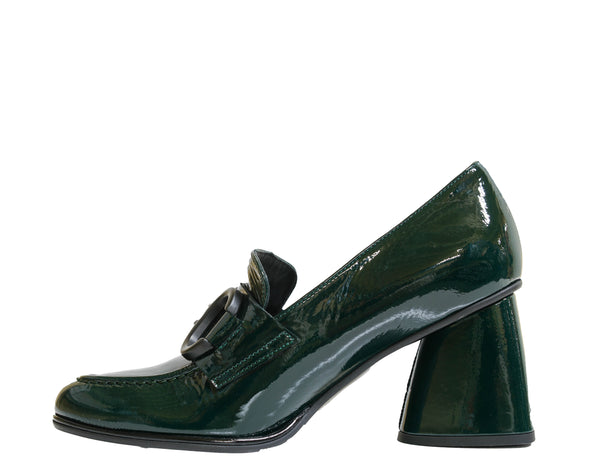 Bruglia Women’s Green Patent Leather Buckle Loafer 8916
