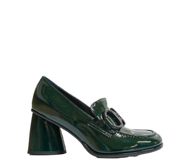 Bruglia Women’s Green Patent Leather Buckle Loafer 8916