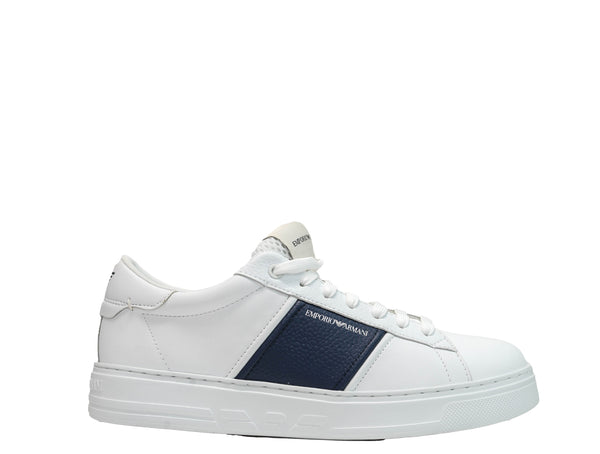 Emporio Armani Men's White & Navy Sneakers X4X570 25% off   last pair