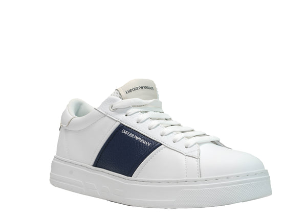 Emporio Armani Men's White & Navy Sneakers X4X570 25% off   last pair