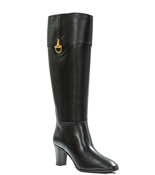 Gucci Women's Black & Gold Buckle Long Boots 715144