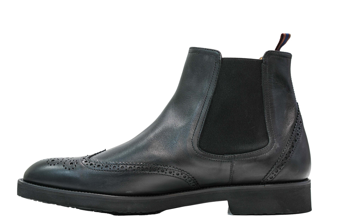 Moreschi Men's Black Leather Detail Pull On Boot 44176 30% OFF