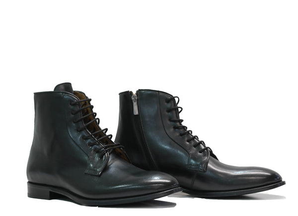 Stefano Stefani Men's Black Leather Lace Up Boot 10806I22