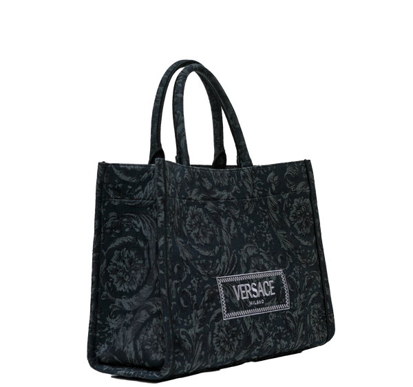 Versace Black & Gold Large Embroidery Jacquard Barocco Tote Bag 1011562 30% OFF