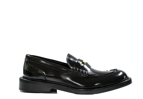 Versace Men's Black & Gold Leather Loafer 1006169   55% OFF