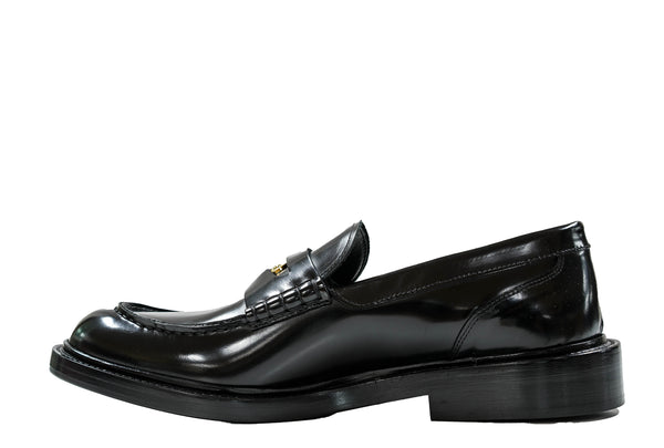 Versace Men's Black & Gold Leather Loafer 1006169   55% OFF