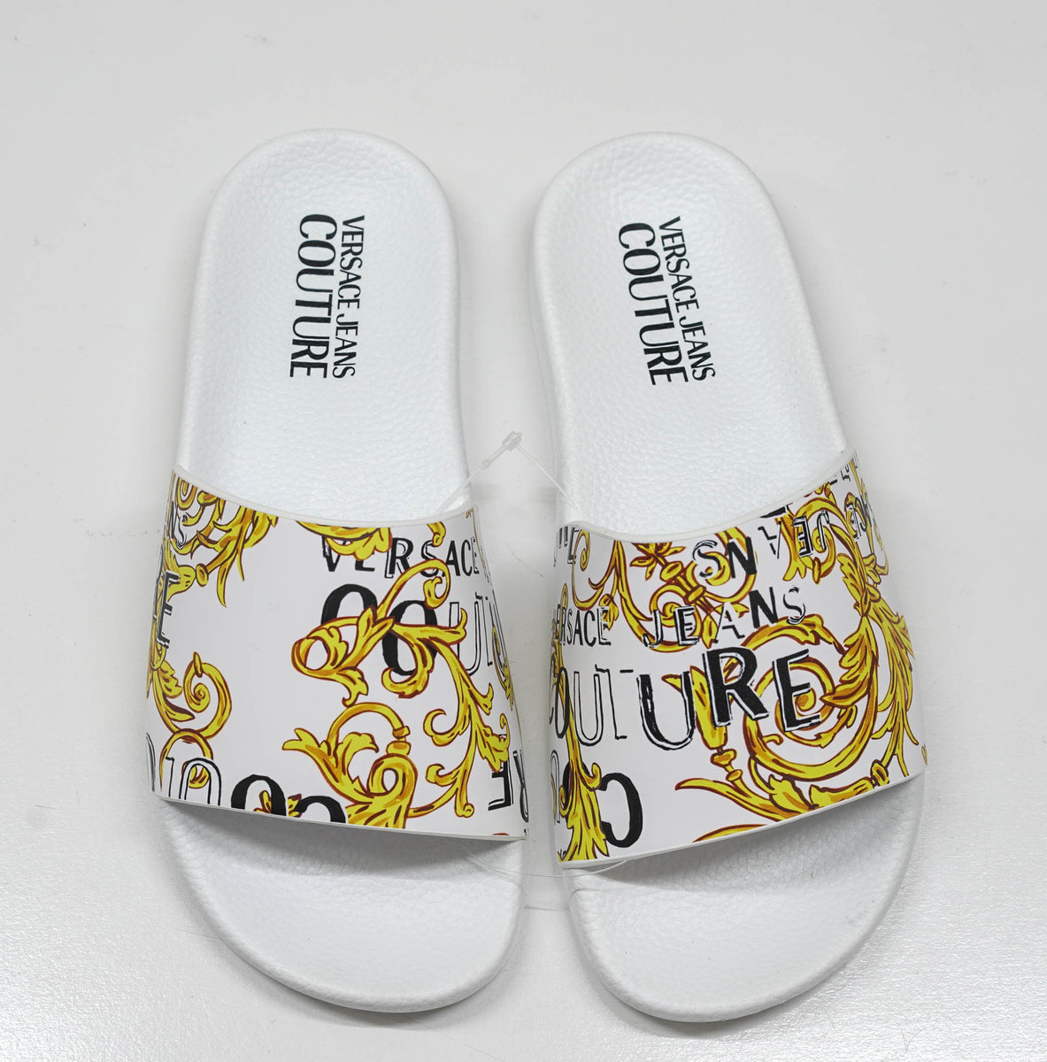 Versace Jeans Women's White Logo Slides 74VA3SQ3 Luisa Boutique