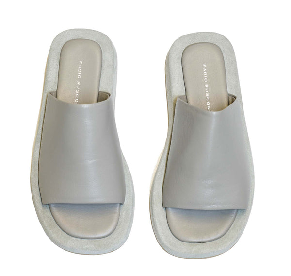Fabio Rusconi Women's Grey Leather & Suede Flat Slip On EVA