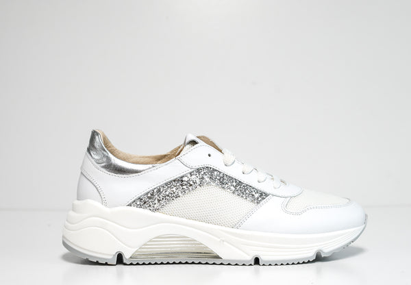 Morelli Women's White Glitter Sneaker 50780   40% OFF