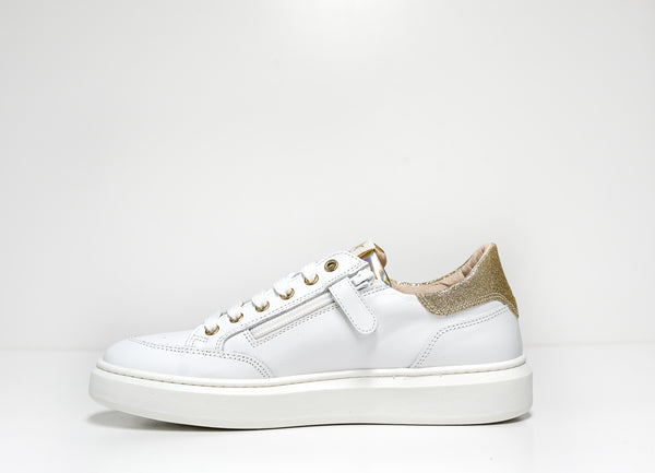 Morelli Women's White & Platinum Leather Sneaker 50750