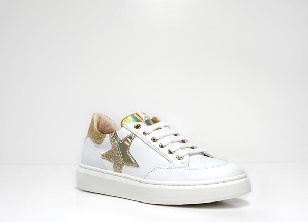 Morelli Women's White & Platinum Leather Sneaker 50750