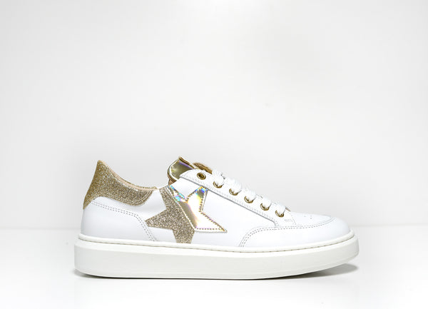 Morelli Women's White & Platinum Leather Sneaker 50750