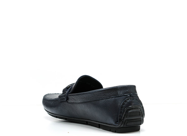 Roberto Serpentini Men's Navy Leather Loafer with Navy Bar Detail M544