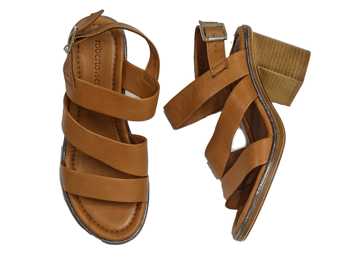 Roberto Serpentini Women's Tan Leather Sandals 39726 Luisa Boutique