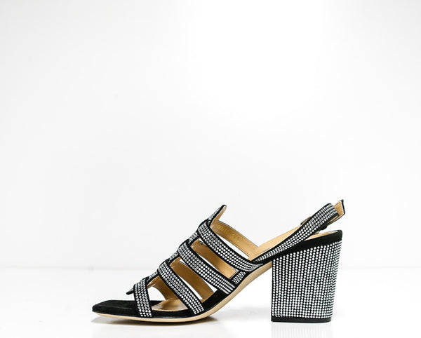 Sergio Rossi Women's Black Nikel Sandal, Style number A83650 65% OFF