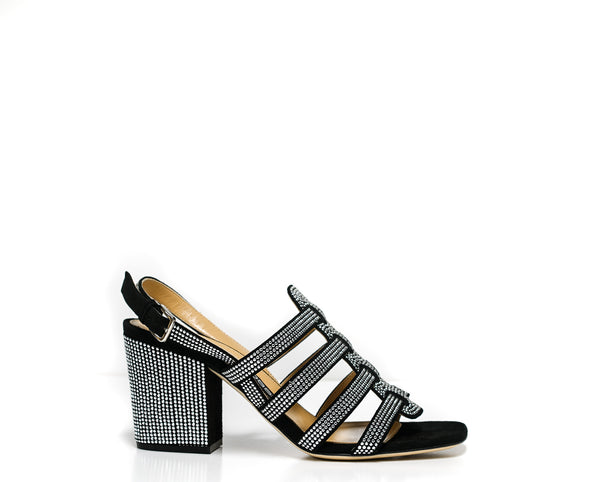 Sergio Rossi Women's Black Nikel Sandal, Style number A83650 65% OFF