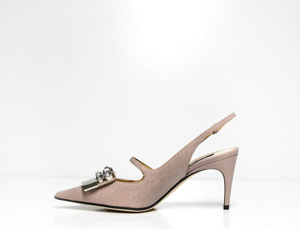 Sergio Rossi Women's Glitter Cipria Slingback A81190 70% OFF