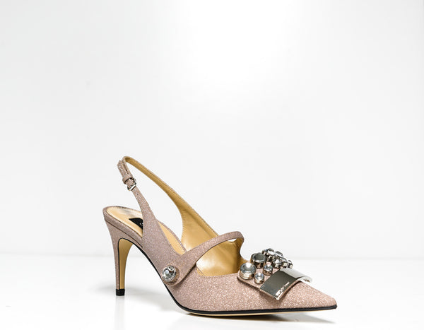Sergio Rossi Women's Glitter Cipria Slingback A81190 70% OFF