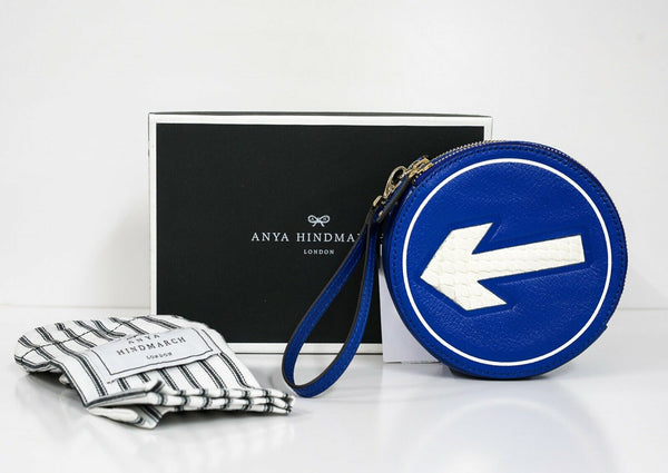 Anya Hindmarch Hadlow Arrow Clutch Electric Blue Leather & Python Skin