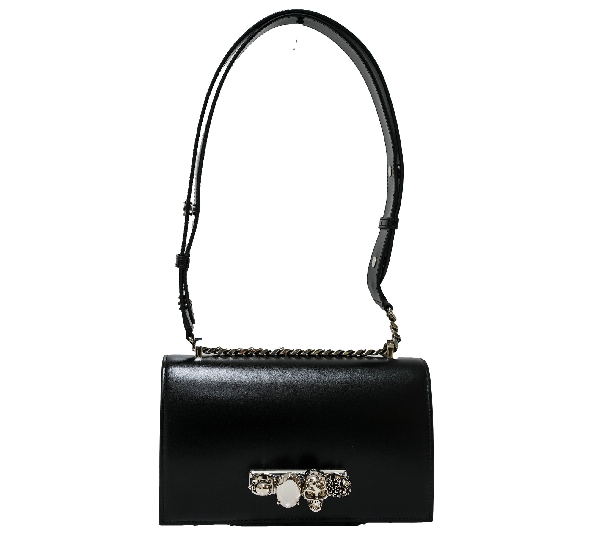 Alexander McQueen Black Jewelled Leather Satchel 757565 30% OFF