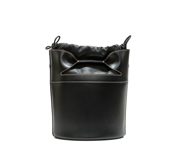 Alexander McQueen Black Leather Bucket Bow Bag 775912  Now 20% OFF