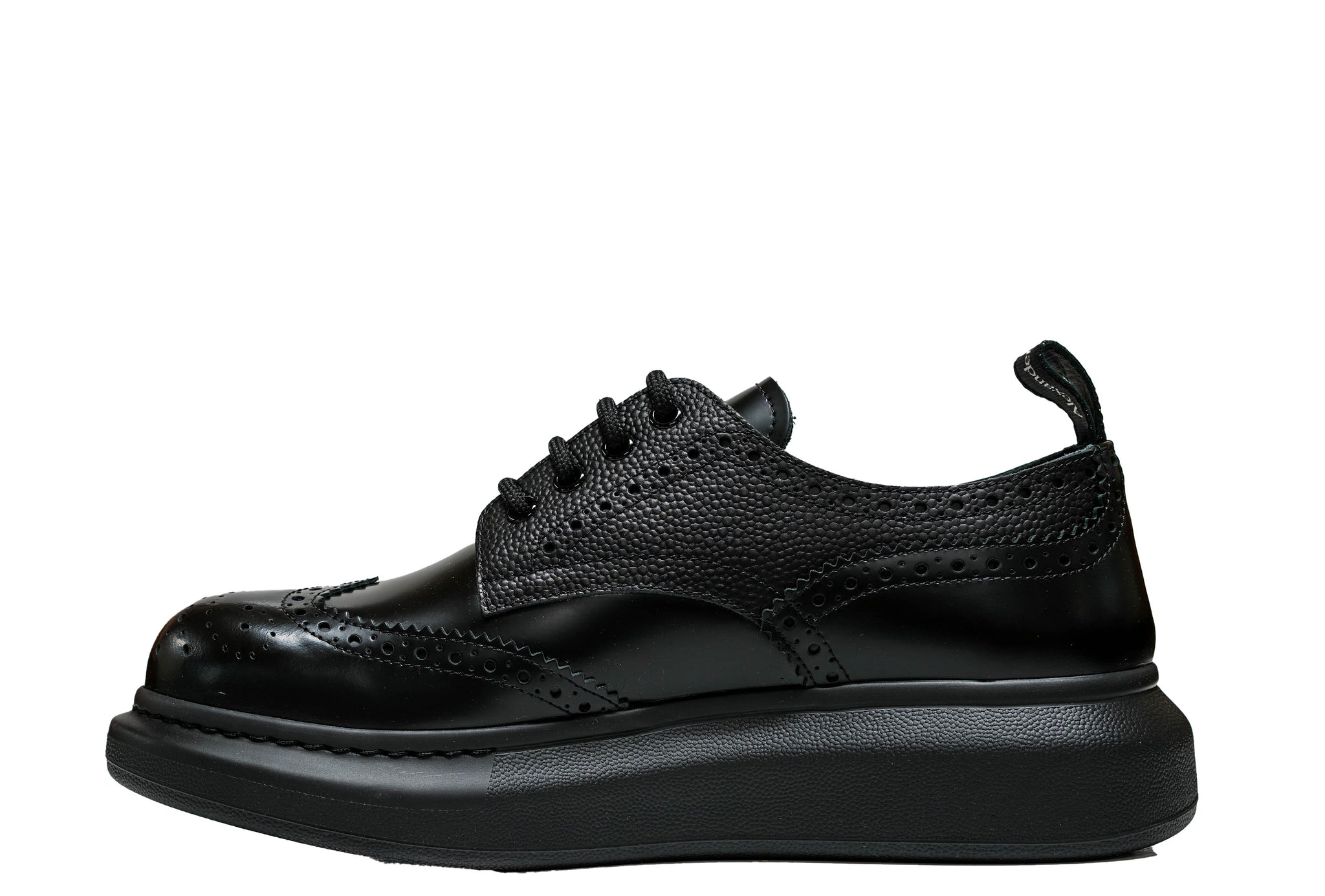 Alexander McQueen Men's Black Leather Hybrid Lace Up Brogue 586200