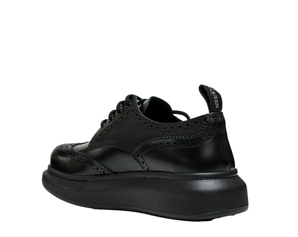 Alexander McQueen Men's Black Leather Hybrid Lace Up Brogue 586200 - 30% OFF