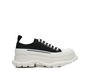 Alexander McQueen Men's Black & White Tread Slick Lace-up Canvas Sneaker 705660 30% off