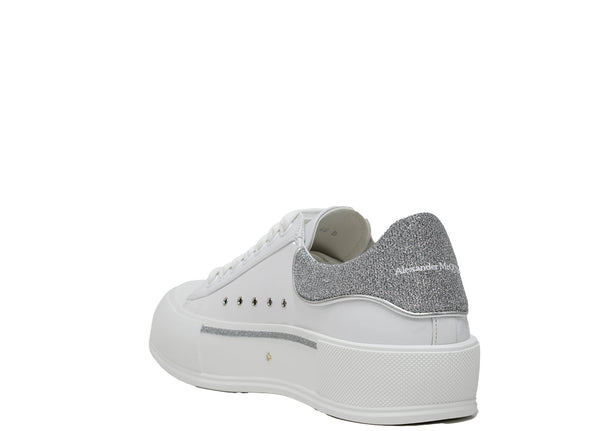 Alexander McQueen Men's White & Silver Sneaker 682410