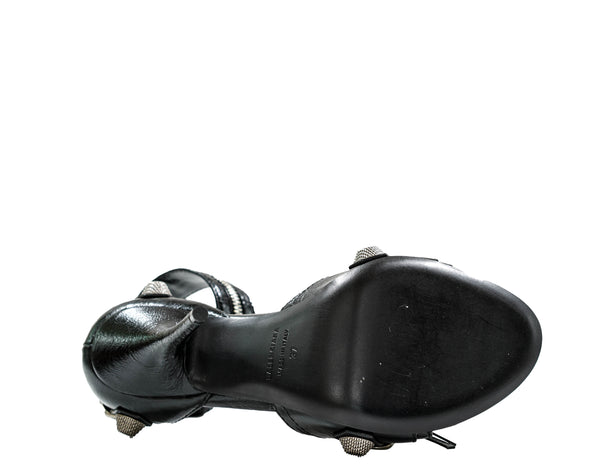 Balenciaga Women's Black Leather Sandal Cagole 743057