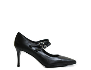 Bruglia Women’s Black Leather 2 Strap Shoe 6115 30% off