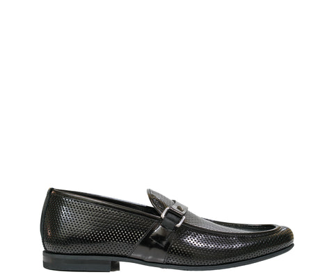 Fabi Men's Black Perforated Leather Buckle Loafer FU8491 30% off