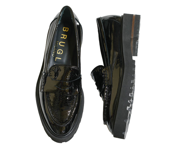 Bruglia Women’s Black Patent Leather Loafer 8716 30% off