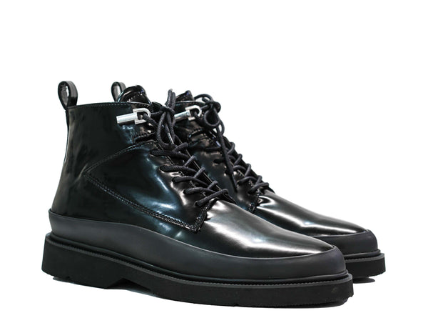 Cesare Paciotti 4US Men’s Leather Black Shiny Lace Up Boot BB9053