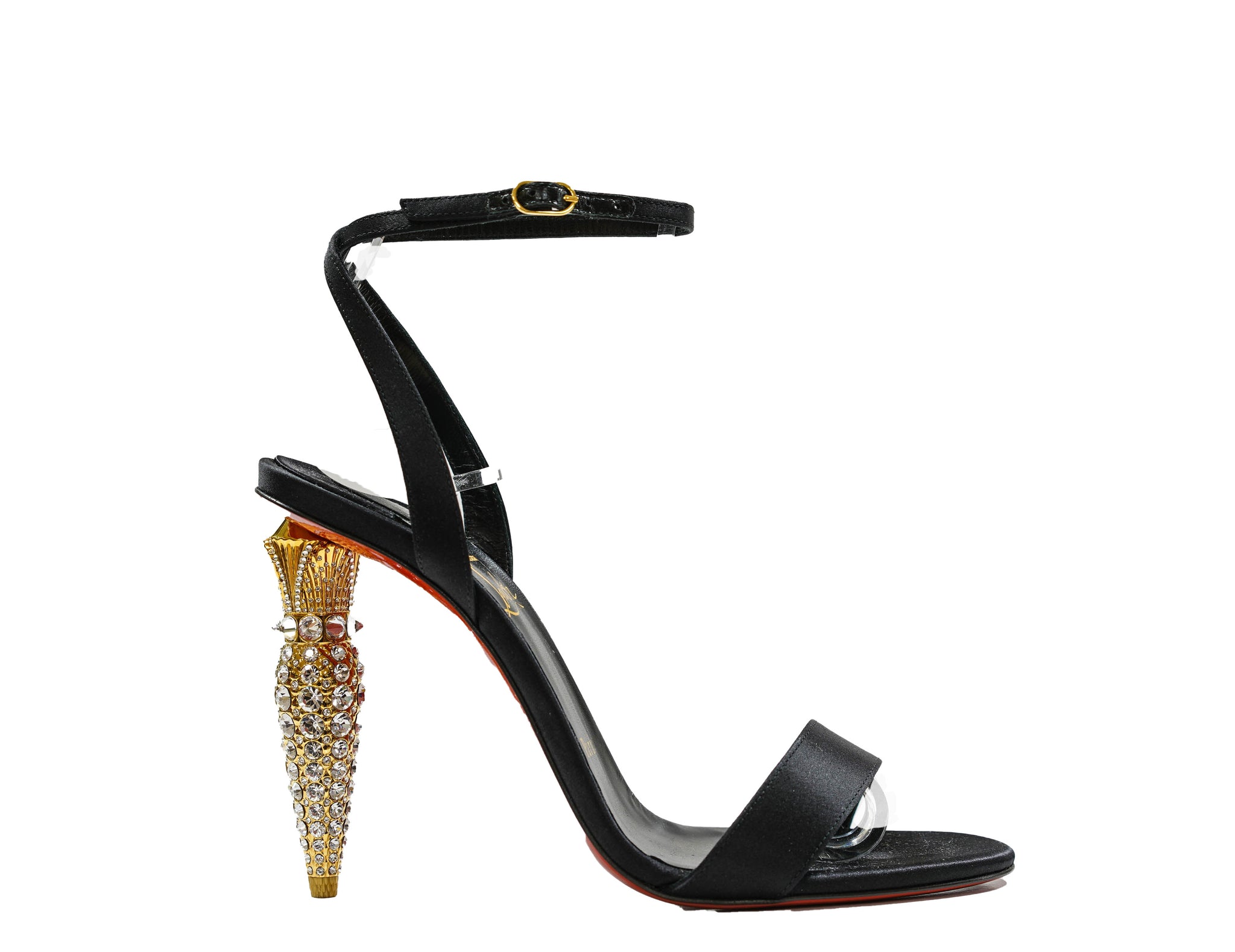 Christian Louboutin Women's Black & Gold Heels Lipstrass Queen Pump100 - 39 Last Size
