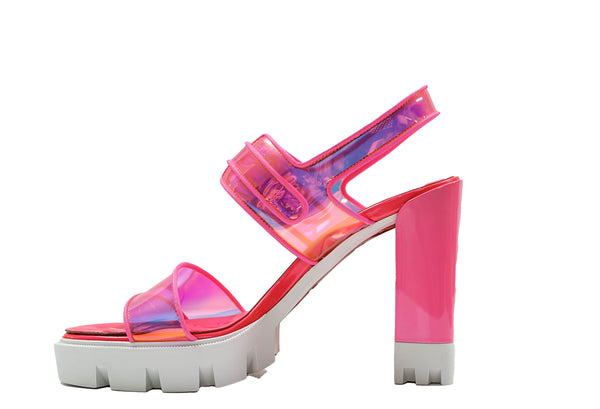 Christian Louboutin Women's Pink Flare Sandals Loubi Duniss Lug 100 1231106