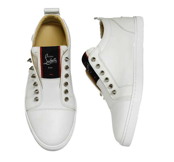 Christian Louboutin Women's White Leather Sneaker FAV Pique A Vontade 1230950
