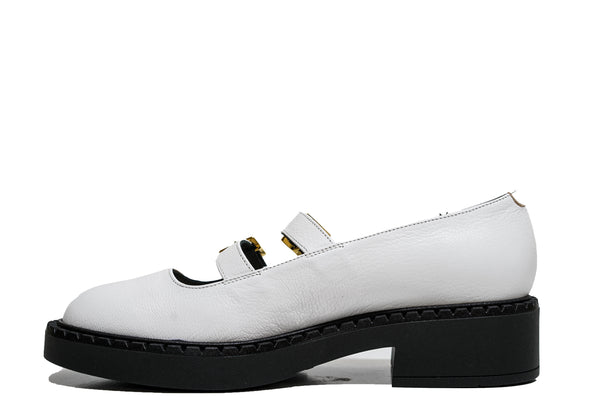 Fabio Rusconi Women’s White Leather Buckle Shoe F5934