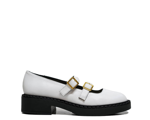 Fabio Rusconi Women’s White Leather Buckle Shoe F5934