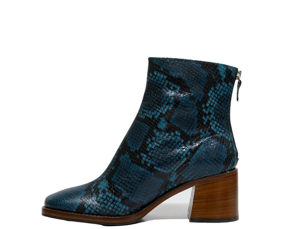 Fabio Rusconi Women’s Leather Petrol Print Zip Ankle Boots Meg