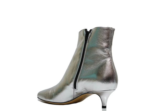 Fabio Rusconi Women’s Silver Leather Ankle Zip Boot I1409