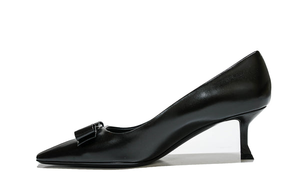 Ferragamo Women's Black Leather Bow Pump 6cm SIWAR 0766401 - 50% OFF