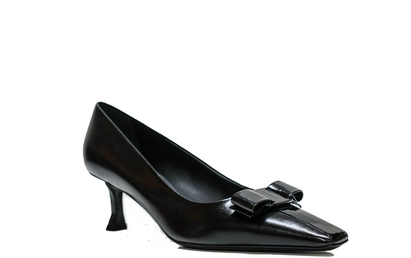 Ferragamo Women's Black Leather Bow Pump 6cm SIWAR 0766401 - 50% OFF