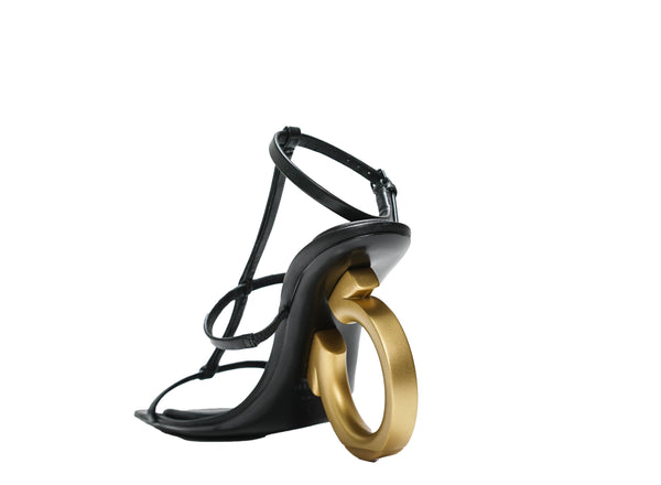Ferragamo Women's Black Leather Sandal Elina 10.5cm 0760225