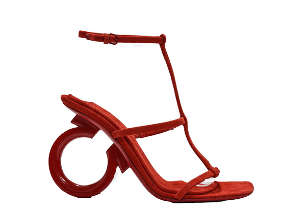 Ferragamo Women's Red Suede Sandal Elina 10.5cm 0760225