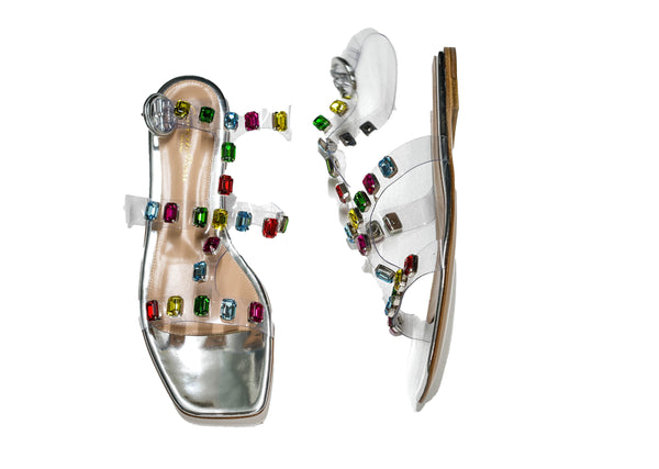 Gianvito Rossi Women's Multi Crystal Jewel Sandal G32243