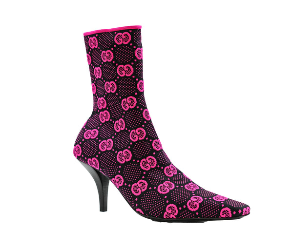 Gucci Women's Black & Pink Jersey Logo Boot 718378 - 37.5 Last Size