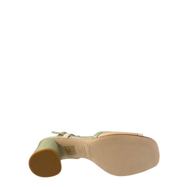 Bruglia  Mint/sand medallion patent slingback 9228